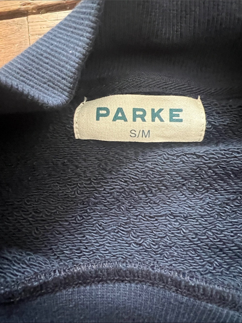 PARKE Denim White Polka Dot Varsity Mockneck Heritage Size S/M New In Bag NWT - Picture 2 of 7
